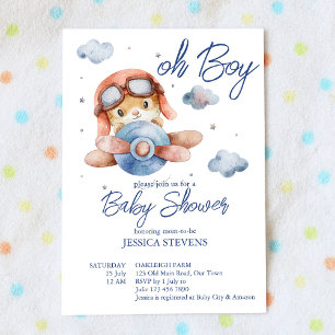 Invitación Pequeño piloto piloto en la ducha de bebé