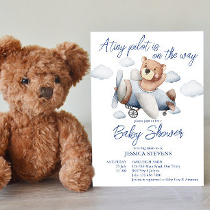 Invitación Pequeño piloto piloto en la ducha de bebé