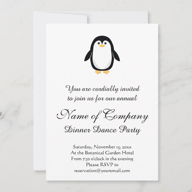 Invitación Pequeño pingüino lindo (Anverso)