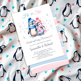 Invitación Pequeño pingüino, revelador de género invernal