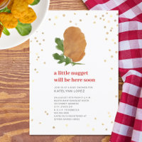 Pequeño Pollo Neutral Rojo Nugget Baby Shower Invi
