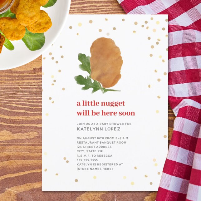 Invitación Pequeño Pollo Neutral Rojo Nugget Baby Shower Invi (Subido por el creador)