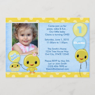 Invitación Pequeño polluelo amarillo adorable (foto)