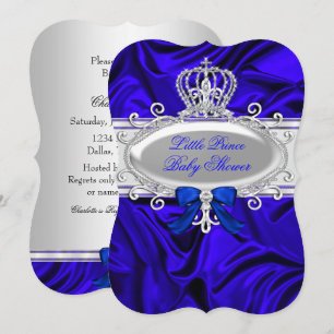 Invitación Pequeño Príncipe Azul Real Niño Baby Shower 2