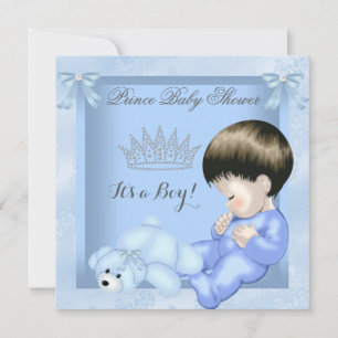 Invitación Pequeño Príncipe Baby Shower Cute Niño Azul Juguet
