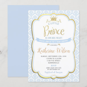 Invitación Pequeño príncipe Baby Shower invitado niño azul