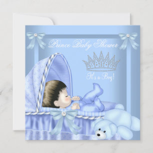 Invitación Pequeño Príncipe Baby Shower Niño Azul Bassinette