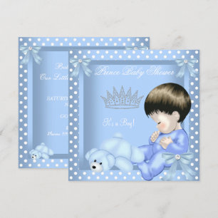 Invitación Pequeño Príncipe Baby Shower Niño Azul Blanco Luna