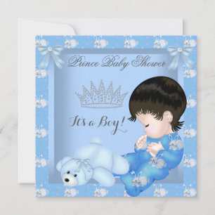 Invitación Pequeño Príncipe Baby Shower Niño Azul Bunny