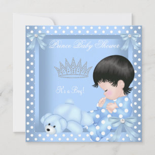 Invitación Pequeño Príncipe Baby Shower Niño Azul Lunares 2