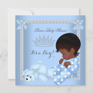Invitación Pequeño Príncipe Baby Shower Niño Azul Perla A2