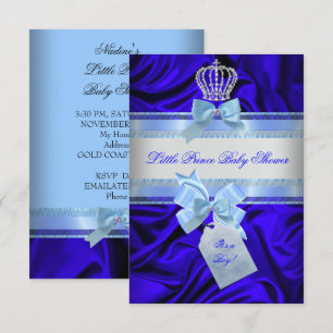 Invitación Pequeño Príncipe Baby Shower Niño Azul Real 2
