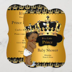 Invitación Pequeño Príncipe Baby Shower Niño Corona Étnico