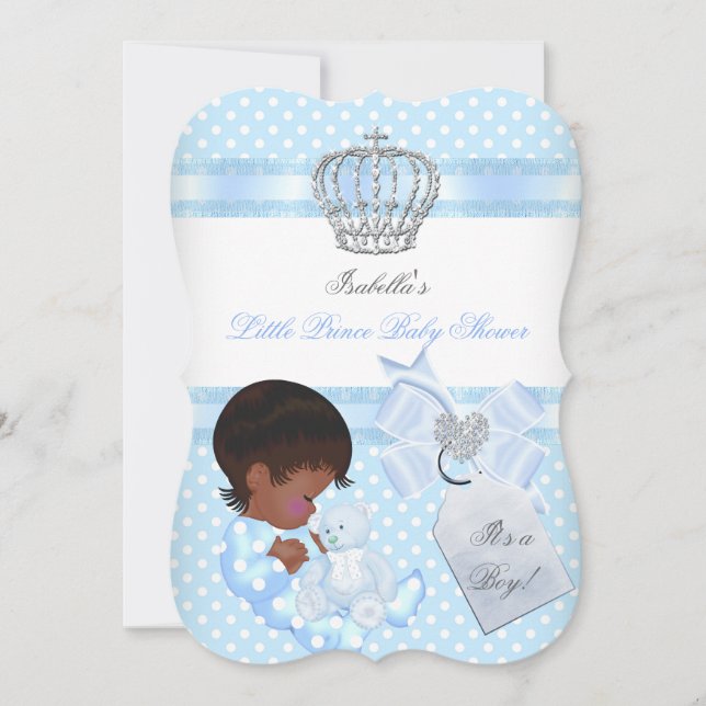 Invitación Pequeño príncipe Baby Shower niño lindo localizado (Anverso)