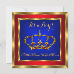 Invitación Pequeño Príncipe Baby Shower Niño Real Rojo Azul 2