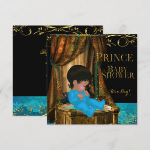 Invitación Pequeño Príncipe Baby Shower Niño Regio Turquesa C
