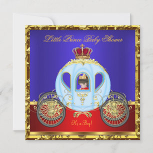 Invitación Pequeño Príncipe Baby Shower Rojo Azul Dorado Niño