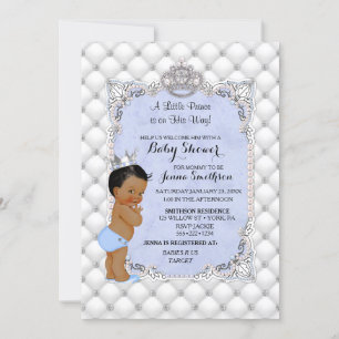 Invitación Pequeño Príncipe Perlas Azules Diamantes Niño