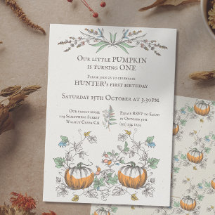 Invitación Pequeño PUMPKIN convirtiendo en un cumpleaños de l
