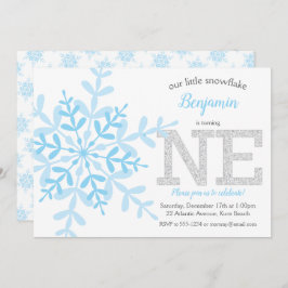 Invitación Pequeño Purpurina de Snowflake Blue Silver primer