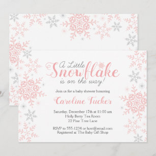 Invitación Pequeño Purpurina rosado de nieve de plata Baby Sh
