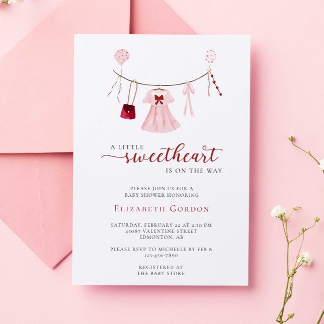 Invitación Pequeño querido Baby Shower Valentine Cute (Subido por el creador)