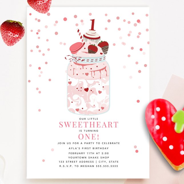 Invitación Pequeño querido Milkshake Valentine 1er cumpleaños (Subido por el creador)