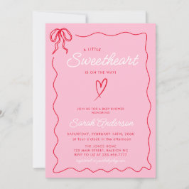 Invitación Pequeño querido San Valentín Baby Shower rojo rosa