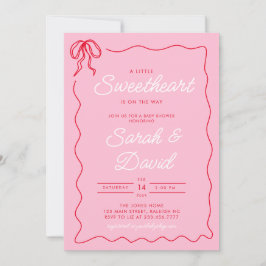 Invitación Pequeño querido San Valentín Baby Shower rojo rosa