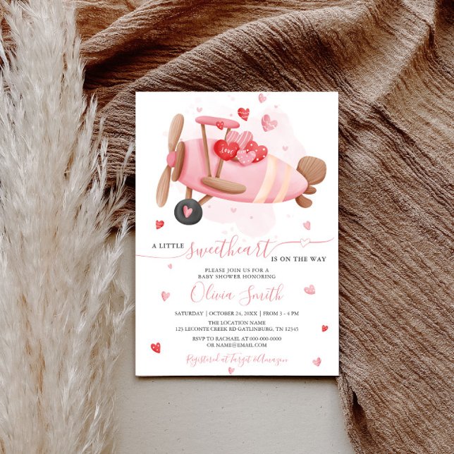 Invitación Pequeño querido San Valentín rosa Baby Shower (Subido por el creador)