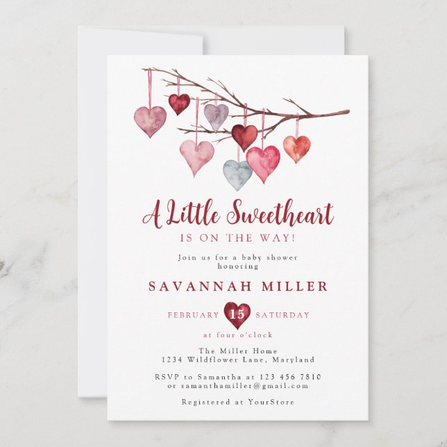 Invitación Pequeño querido Valentine Hearts Baby Shower (Anverso)