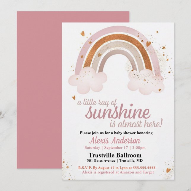 Invitación Pequeño rayo de arcoiris de sol en Baby Shower (Anverso / Reverso)