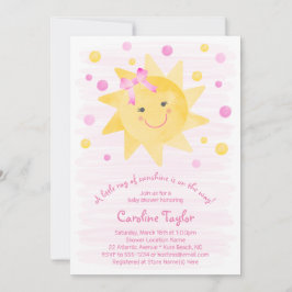 Invitación Pequeño rayo de Baby Shower amarillo rosa sol