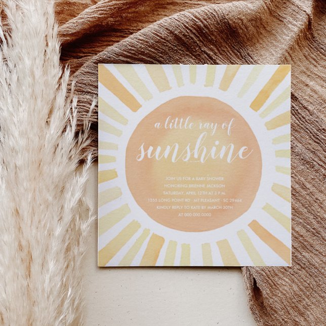 Invitación Pequeño Rayo De Baby Shower Moderno Amarillo Sunsh (Subido por el creador)