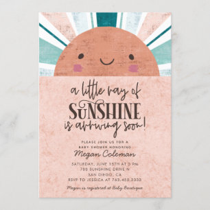Invitación Pequeño Rayo De Baby Shower Rosa Sunshine
