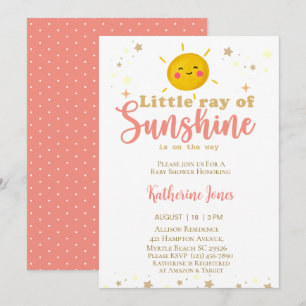 Invitación Pequeño rayo de Chicas Sunshine Baby Shower