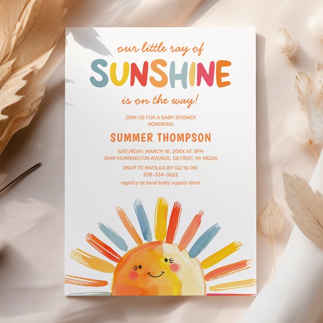 Invitación Pequeño rayo de luz solar Baby Shower (Subido por el creador)