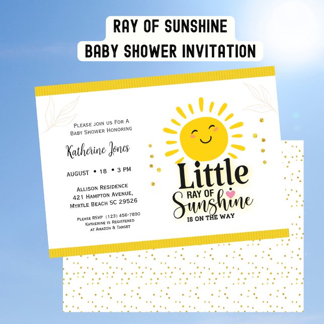 Invitación Pequeño rayo de luz solar Purpurina Baby Shower (Subido por el creador)