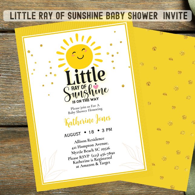 Invitación Pequeño rayo de luz solar Purpurina Baby Shower (Subido por el creador)