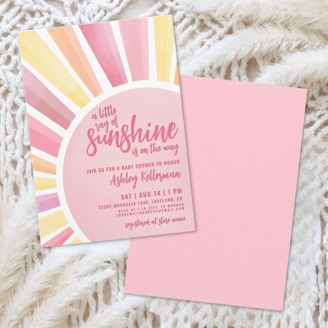 Invitación Pequeño Rayo de Sol Baby Shower Boho (Little Ray Of Sunshine Boho Baby Shower Invitation)