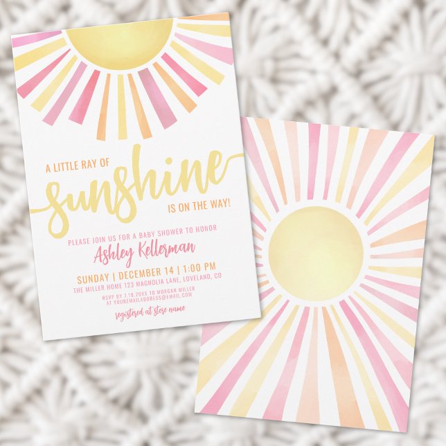 Invitación Pequeño Rayo De Sol Baby Shower Boho (Little Ray Of Sunshine Boho Baby Shower Invitation)