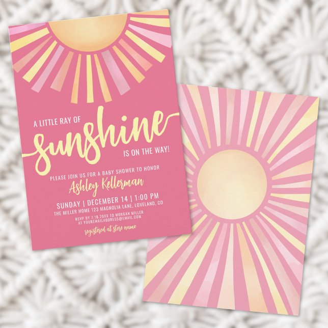 Invitación Pequeño Rayo De Sol Baby Shower Boho (Little Ray Of Sunshine Boho Baby Shower Invitation)