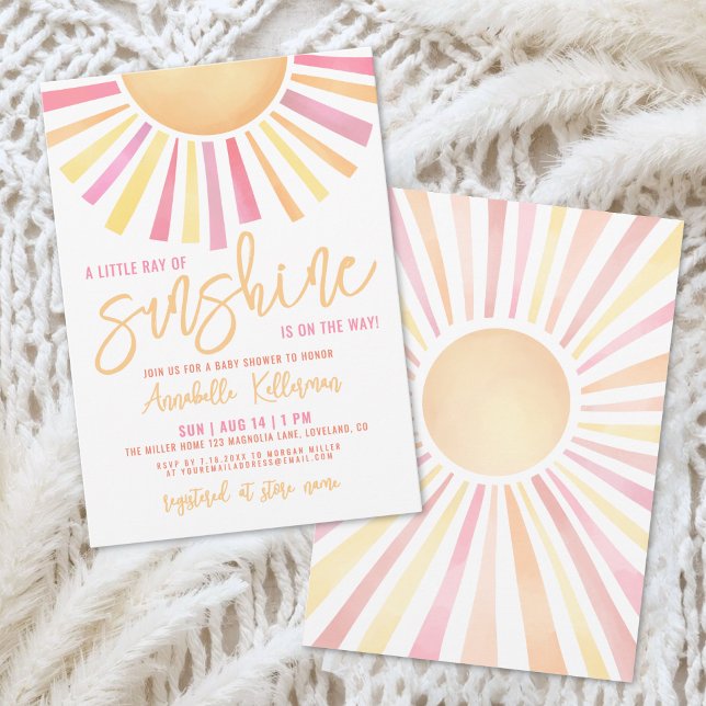 Invitación Pequeño Rayo De Sol Bebe Boho Shower (Little Ray Of Sunshine Boho Baby Shower Invitation)