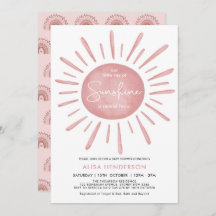 Pequeño rayo de sol Boho Pink Sun Baby Shower