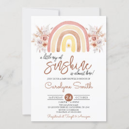 Invitación Pequeño rayo de sol Boho Rainbow Baby Shower