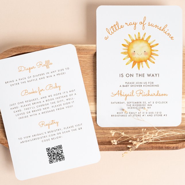 Invitación Pequeño Rayo de Sol Código QR Baby Shower (Subido por el creador)