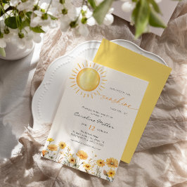 Invitación Pequeño Rayo De Sol Cumpleaños Flor Silvestre 