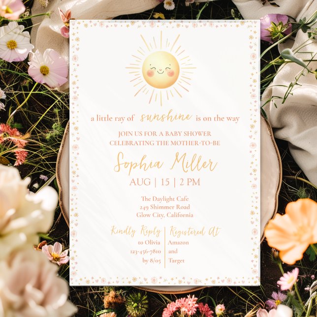 Invitación Pequeño rayo de sol lindo Baby Shower caprichoso (Subido por el creador)