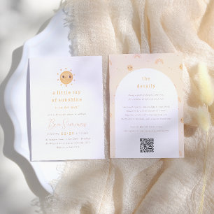 Invitación Pequeño rayo de sol QR Chica Baby Shower