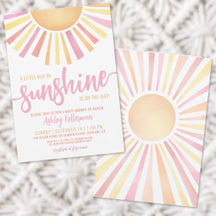 Invitación Pequeño Rayo de Sol Rosa Baby Shower Boho